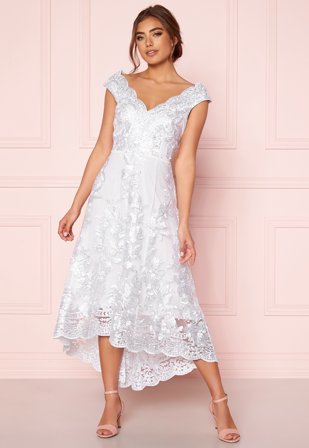 Goddiva Embroidered Lace Dress White Klær