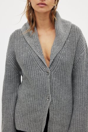 Mimi A.R x NA-KD Cardigan tricot - Gilets - Gris - XL (EU 46)