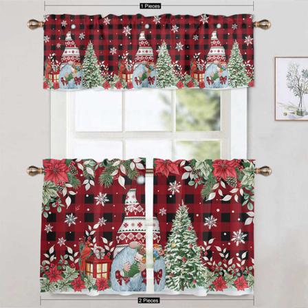 1/2 St Rod Pocket Älg Print Draperier Snowman Printed Short Panel