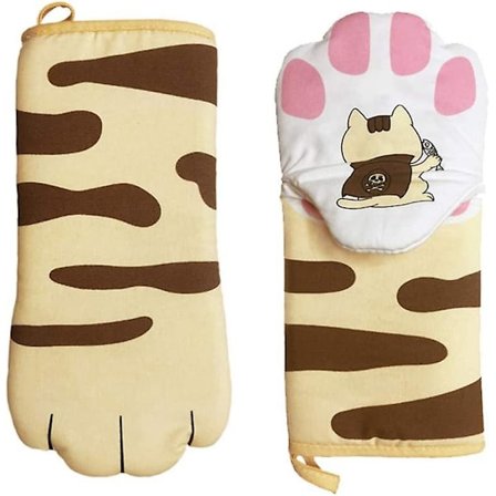 2 Pack Söta Cartoon Ugnshandskar Värmebeständiga Halkskydd Bomull