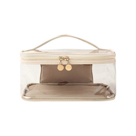 Genomskinlig sminkväska för resor med separat borstfack, stor kosmetikaväska, bärbar Mak