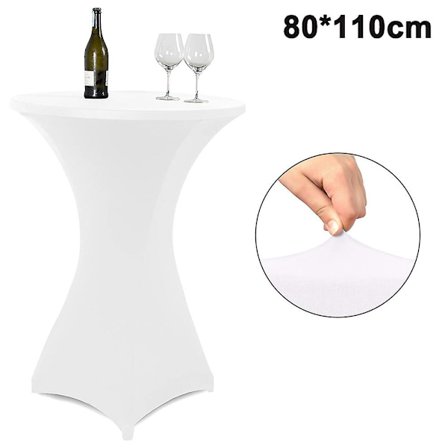 31x43 Tommer Spandex Cocktail Bordovertræk Hvid, Cocktail Bord Spandex Overtræk, Monteret Stretch Cocktail Dug til Runde Borde (Hvid)