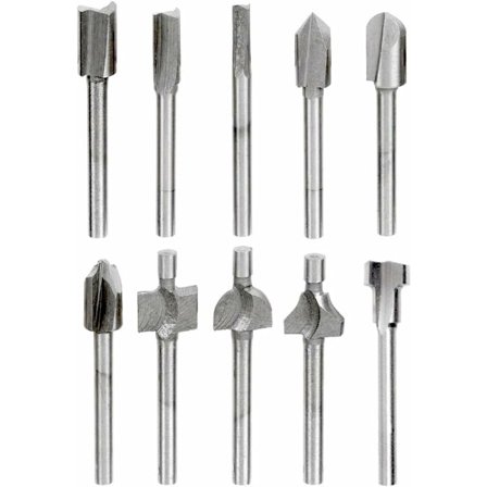 10 kpl 3 mm 1/8" Mini-varsi HSS Puusepän jyrsin Teriä Puuntyöstö Jyrsintä Dremel Foredom Pyörivään Työkaluun