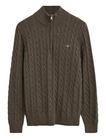 Cotton Cable Half Zip Khaki GANT