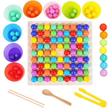 CDQ Träklämma Pärlor Brädspel, Montessori Leksaker, Trä Pärla Pussel Leksak, Elimineringsspel