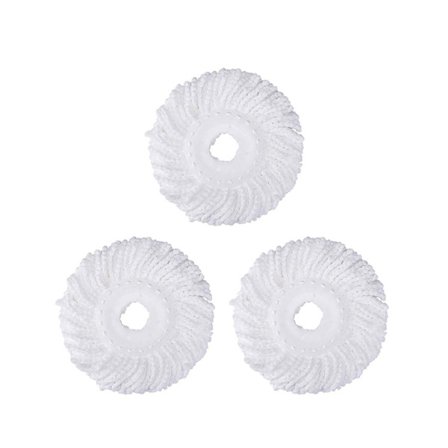 3 stk. Hvid Spin Mop Udskiftningshoved, Mikrofiber Mop Bomuldshoved, 16cm Universal Mop Klud