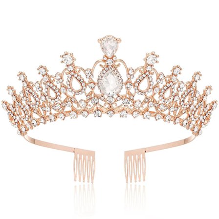 Kristallbeströdd Brudtiara Krona Med Kam - Glamorös Bröllopsaccessoar