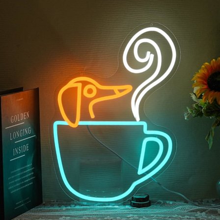 Kaffe Gravhund Neonskilt til Vægindretning Cafe Neon Lys Gravhund Led Neonskilt farverigt Led Neon Lys til Kaffebar Mælk Te Butik Tesalon Indretning