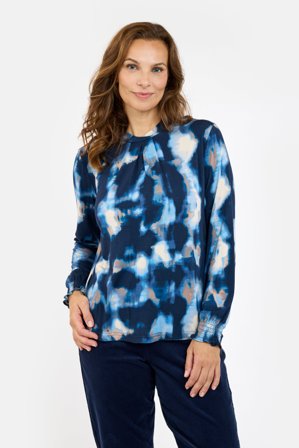 SIGNATURE - Langærmet T-shirt - Blå Mix - Mønstret