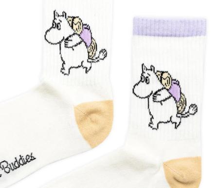 Mummi Sokker Retro Dame Hvit-Lilla_str.36-42