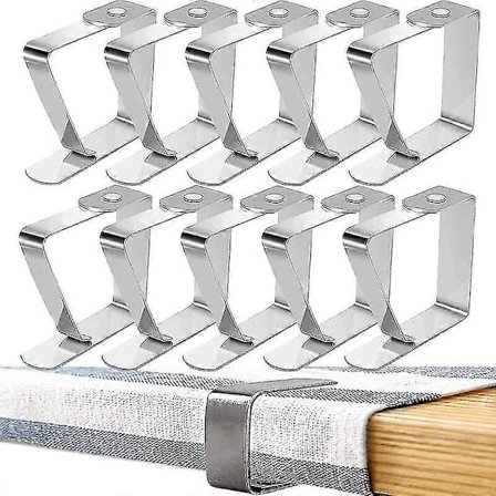 Bordsduksklämmor i rostfritt stål [10-pack] 5 X 4 bordsduksklämmor för bord upp till 3 tjocka