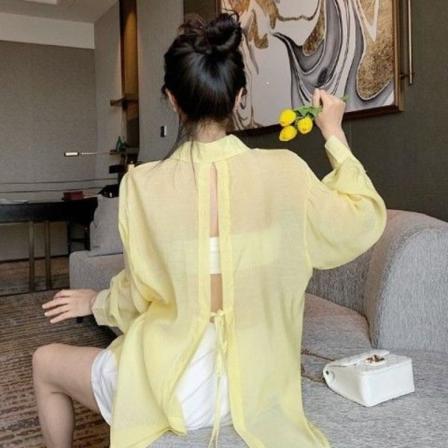 Damebluse Chiffonbluse GUL XL(57,5-62,5KG) Yellow XL(57.5-62.5KG)