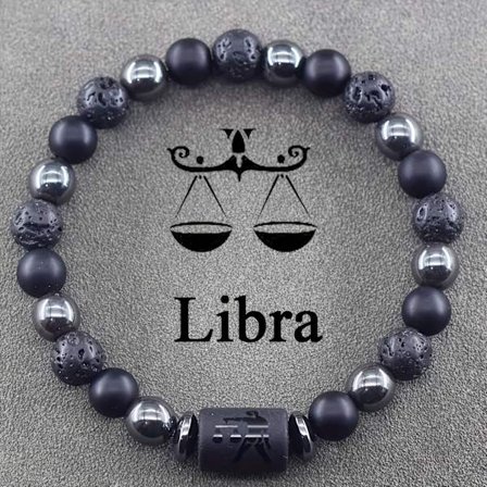 1 stk. Naturlig steinperle Zodiak Armbånd 12 Astrologiske tegn