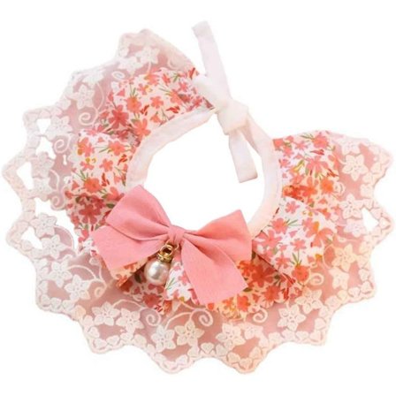 Vaaleanpunainen säädettävä lemmikkieläinten kaulapanta, irrotettava pitsihuivi, kissan huivi, asusteet, pennun rusetti pienille ja keskikokoisille 