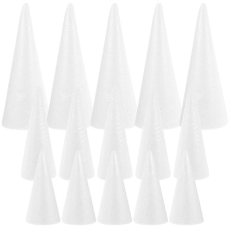 15-delt skumkeglemodel DIY juletræfremstillingsmodel DIY skumkegle håndlavede håndværksprodukter (15,00X6,50X6,50CM, hvid)