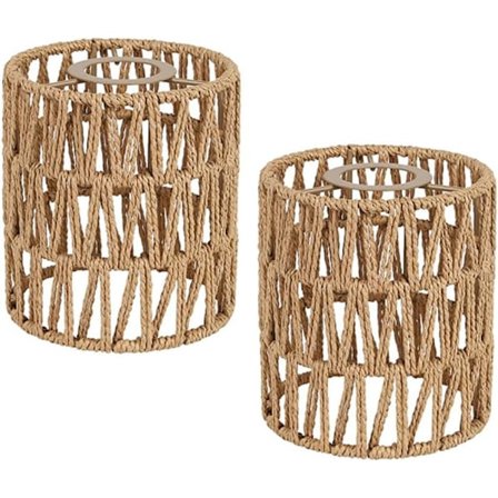 2x Boho Rotting Lampskärm Hängande Lampa Golvlampa Papper Lampskärm