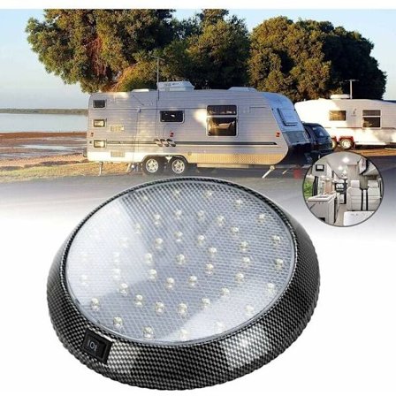 RV innvendig lys, 12V LED kuppel taklampe, campingvogn innvendig belysning med PÅ/AV-bryter, 46 LED innvendig leselys