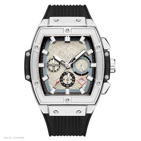 MEGIR & RUIMAS Klockor för Män Mode Militär Sport Tonneau Kronograf Kvarts Armbandsur med Datum 24-timmars 3atm Vattentät