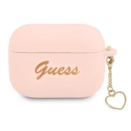 Guess GUAPLSCHSP AirPods Pro-deksel rosa/rosa Silikon Charm Heart Collection