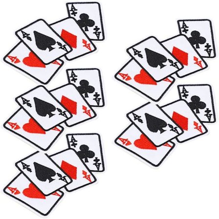 5 st tygmärken, poker ess kläder strykjärnsmärke spelkort applikation DIY kläddekoration lappar för T-shirt jeans