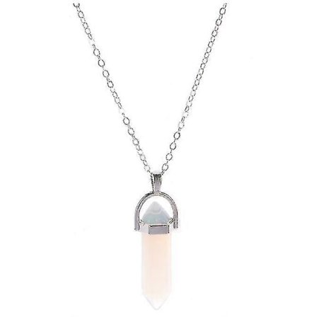 Silverpläterat Naturligt Kristallhalsband Healing Quartz Kedja Sten Hänge Chakra