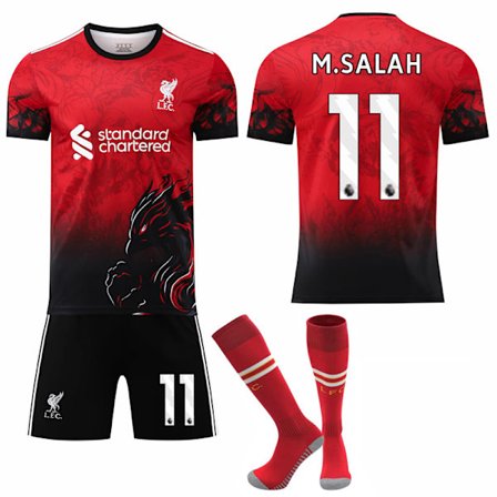 25-26 Liverpool F.C. Rød Special Edition NO.11 M.SALAH Drakter Sett Barn Voksen Fotballutstyr med Sokker