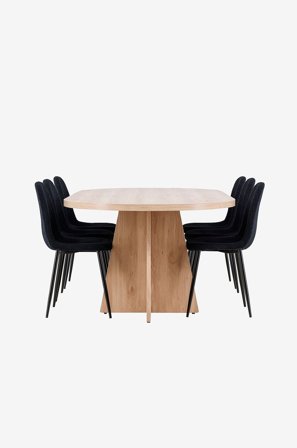 Venture Home - Bootcut-spisebord med Polar-spisebordsstol - Sort - Spisebordssæt 6 personer - Fra Homeroom