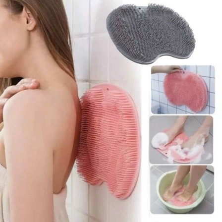 Silikon Fot Skrubb Rygg Skrubb Duschborste med Sugkoppar grå