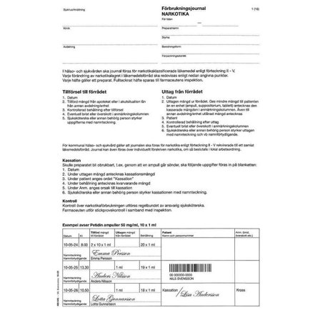 Häfte Narkotikajournal A4 - Lyreco - Sjukvård och omsorg - Diagnos och behandling - Blanketter och journalerer