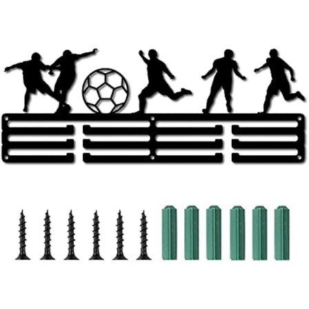 1 setti Jalkapallomitalien Teline Urheilun Jalkapalloilijan Mitaleiden Näyttöteline Seinäkiinnitys Ripustin Koriste Musta