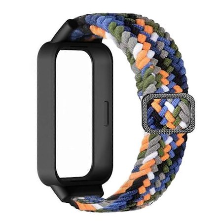 Xiaomi Smart Band 9 Active Redmi Band 3 -rannekkeeseen kudottu nylonranneke, napsautettava kotelo, kellon ranneke - Deniminsininen Multicolor_yux 