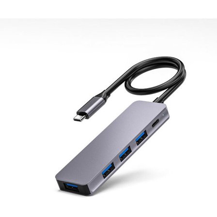 USB C-hubb, 5-i-1 USB-dongel med lång kabel, USB-C-förlängare för bärbar dator (100 W PD, 4 USB-A-portar), USB 2.0-hubb, USB 3.0-hubb, typ C till USB 