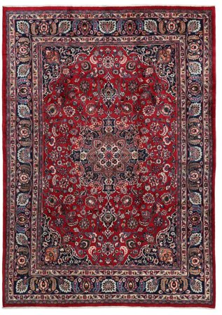 Oriental Mashad Rug 247X348 Dark Red/Black Wool, Persia
