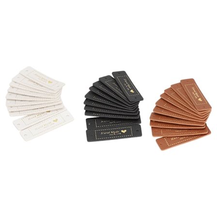 30 kpl käsintehtyjä etikettejä valkoinen musta ruskea PU käsintehtyjä tag DIY ompelu laukut kukkarot vaatteet käsityöt