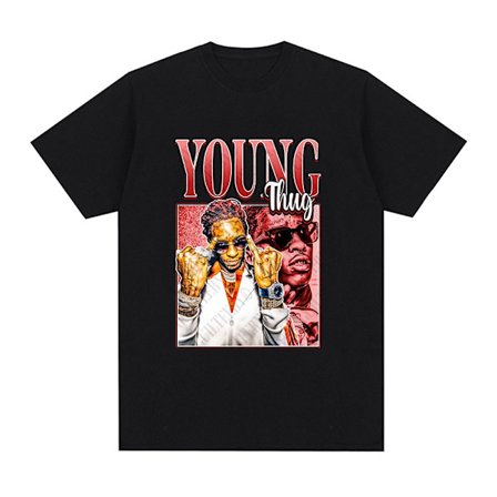 Rapper Young Thug Grafisk T-shirt Herr Dam Mode Hip Hop Vintage T-shirt