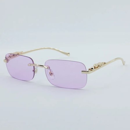 Lyxiga Y2K designer Ramlösa fyrkantiga retro leopardhuvud metallram silikon näsplatta UV400 sport mode solglasögon