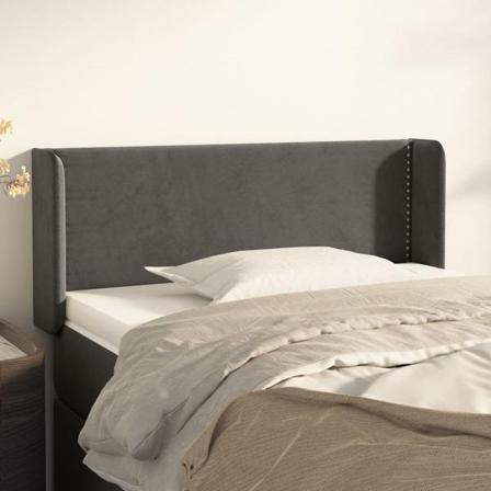Vidaxl Huvudgavel Med Kanter Mörkgrå 93x16x78/88 Cm Sammet Grå