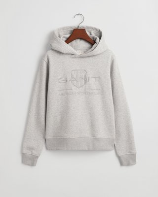 GANT - Hettegenser med logo til ungdom, unisex light grey melange
