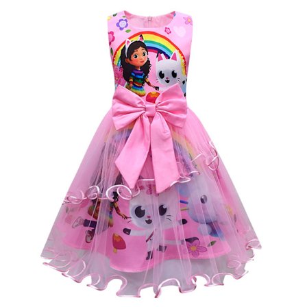 Kreativ tegneserie pigekjoler Gabby Katte Babyfest Barn Gabbys Dukkehus Tøj Cosplay Kostume Børn Ærmeløs kjole