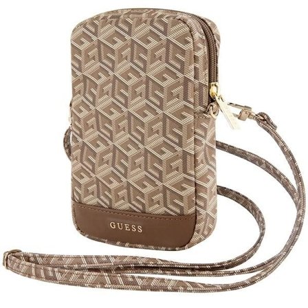 Guess Zip GCube Bottom Stripe mobiltaske - brun