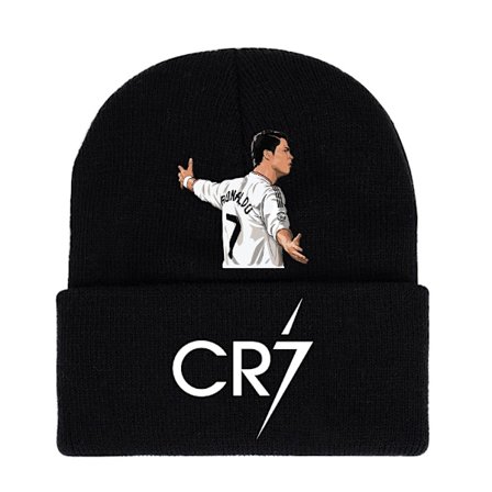 Gos- Fotball Ronaldo CR7 trykt strikket svart lue 3