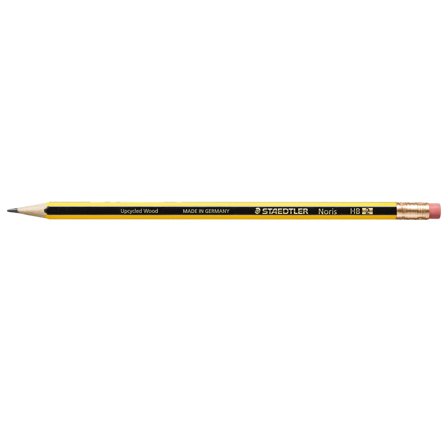 Staedtler Noris HB Pencil Rubber Tip Yellow/Black Barrel (Pack 12) - 122-HB