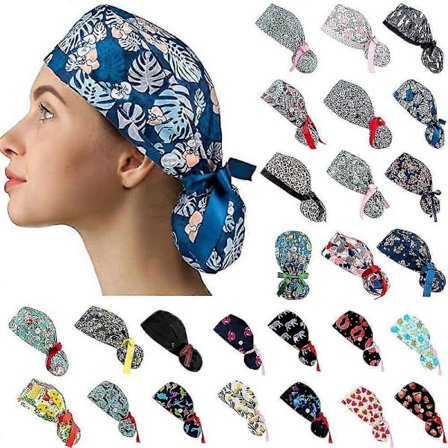 Fashion Printed Scrub Cap for Doctors/Nurses/Vets/Chefs with Ties