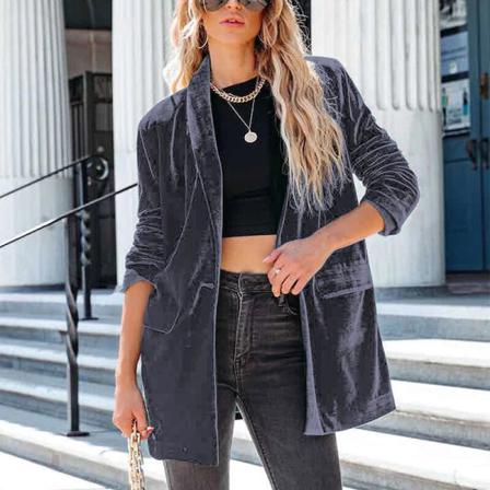Kvinnor Med Fickor Affärsjackor Slim Fit Blazers