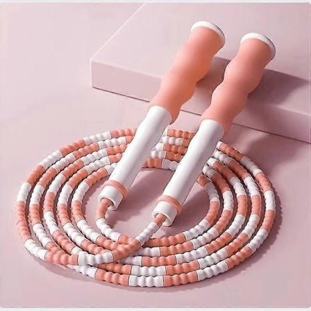 Hoppetau, mykt perlet flettet tau, justerbar lengde, flokefritt mykt perlet hoppetau