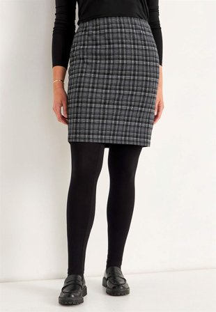 Cellbes of Sweden - Jacquardmønstret nederdel i grå / ternet til damer i størrelse 54/56