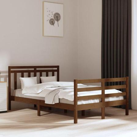 Vidaxl Sängram Honungsbrun Massivt Trä 135x190 Cm Brun