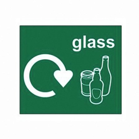 Recycling sticker, glass, 150x130 mm, green