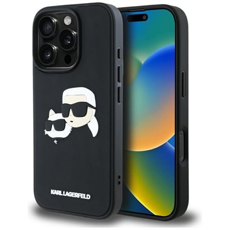 Karl Lagerfeld HC 3D kumi Double Heads iPhone 16 Pro Max Case - Musta
