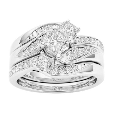 3st/ set Kvinnor Ring Artificiell Diamant Micro Inlaid Zircon Jubileumssmycken